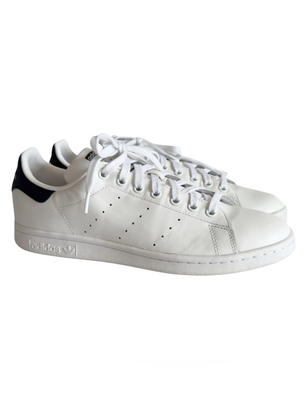 Adidas Stan Smith Shoes Men’s 8.5 White Navy Blue Lace Up Sneakers M20325